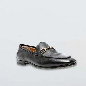 Gucci Jordaan Loafers Slip-on Style Horsebit Leather Lining Black Women's EU 41